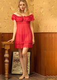 Lingerie made of chiffon with lace ruffles at the shoulders and tail