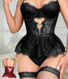 Lingerie made of lace with chiffon - with a net stocking