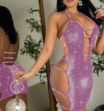 Lingerie made of Lycra with shiny beaded embroidery and slits on the sides, chest and back