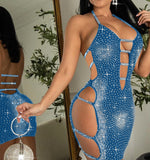 Lingerie made of Lycra with shiny beaded embroidery and slits on the sides, chest and back