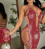 Lingerie made of Lycra with shiny beaded embroidery and slits on the sides, chest and back