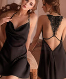 Lingerie made of satin with lace at the back and open at the back