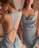 Lingerie made of satin with lace at the back and open at the back