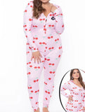 Jumpsuit made of Lycra cotton with cherry print