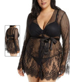 3-piece lingerie made of Lycra, striped tulle and lace