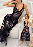 Two-piece lingerie made of floral chiffon with open sides