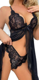 Two-piece lingerie made of tulle and lace - with an opening in the front