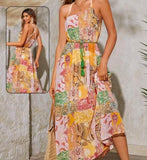 Floral cotton dress - open back