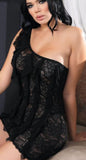 Lingerie made of lace with tulle ruffles and one shoulder strap