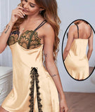 Lingerie made of satin with lace at the chest and one side