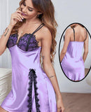 Lingerie made of satin with lace at the chest and one side