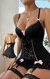 Lingerie made of Lycra and lace at the stomach and tail, with a long net socks