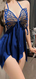 Lingerie made of chiffon with a butterfly shape at the chest - open in the front