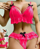 Two-piece lingerie made of Joubert with ruffles below the chest and in the middle