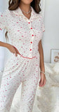 Two-piece pajamas made of floral ribbed cotton