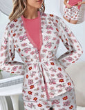 Three-piece pajamas made of floral cotton