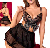 Lingerie made of chiffon with lace at the edges and a butterfly shape at the chest