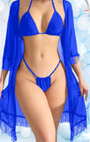 Three-piece lingerie consisting of bra and underwear made of Lycra and a chiffon robe