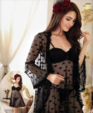 3-piece lingerie made of tulle with hearts print