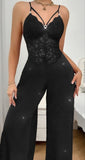 Jumpsuit made of tulle with lace on the stomach and chest
