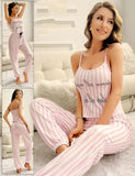 Two-piece pajamas made of cotton, striped lengthwise