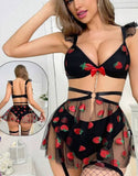 Three-piece lingerie made of Lycra and tulle - with a long net sock