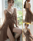 Lingerie made of tulle, open on the sides, with lace at the chest