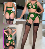 3-piece lingerie made of Lycra chiffon with a long net sock