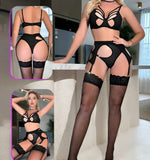 3-piece lingerie made of Lycra chiffon with a long net sock