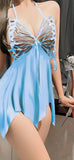 Lingerie made of chiffon with a butterfly shape at the chest - open in the front