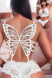 Two-piece lingerie made of lace with a butterfly shape on the back