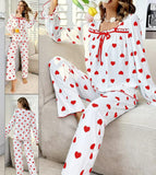 Two-piece pajamas made of cotton with hearts print