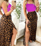 Two-piece tiger dress open on one side - made of cotton