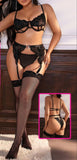 3-piece lingerie made of lace and chiffon - with a long Lycra net socks