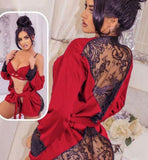 3-piece lingerie made of lace and satin