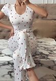 Two-piece pajamas made of ribbed cotton with a strawberry print
