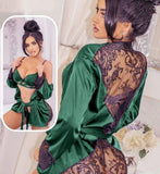 3-piece lingerie made of lace and satin