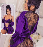 3-piece lingerie made of lace and satin