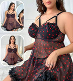 Lingerie made of chiffon with ruffles at the tail and printed with hearts