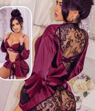 3-piece lingerie made of lace and satin