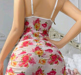 Lingerie made of floral chiffon with ruffled sides