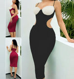 Long dress made of Lycra with open sides