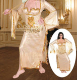 A belly dancing abaya made of Lycra with shiny beaded embroidery