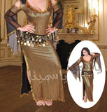 A belly dancing abaya made of Lycra with shiny beaded embroidery