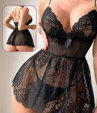 Two-piece lingerie made of chiffon and lace