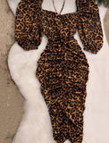 Tiger dress made of Lycra, ruffled at the front and back