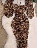 Tiger dress made of Lycra, ruffled at the front and back