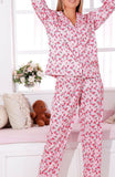 Two-piece pajamas made of floral satin