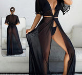 Two-piece lingerie made of Lycra with a long robe made of chiffon