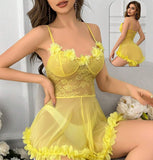 Lingerie made of chiffon and lace with ruffles at the tail